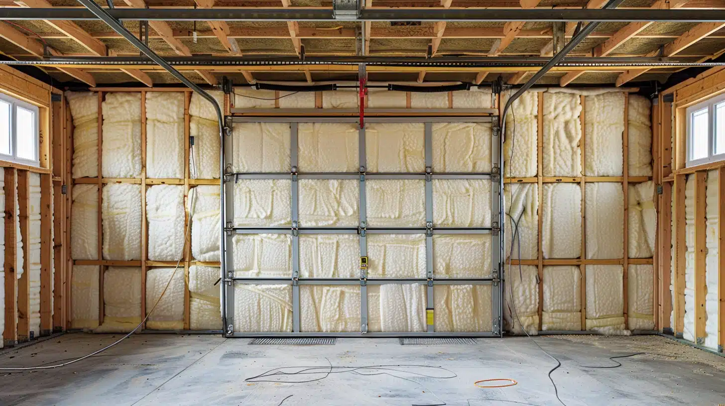 Insulation on an overhead garage door