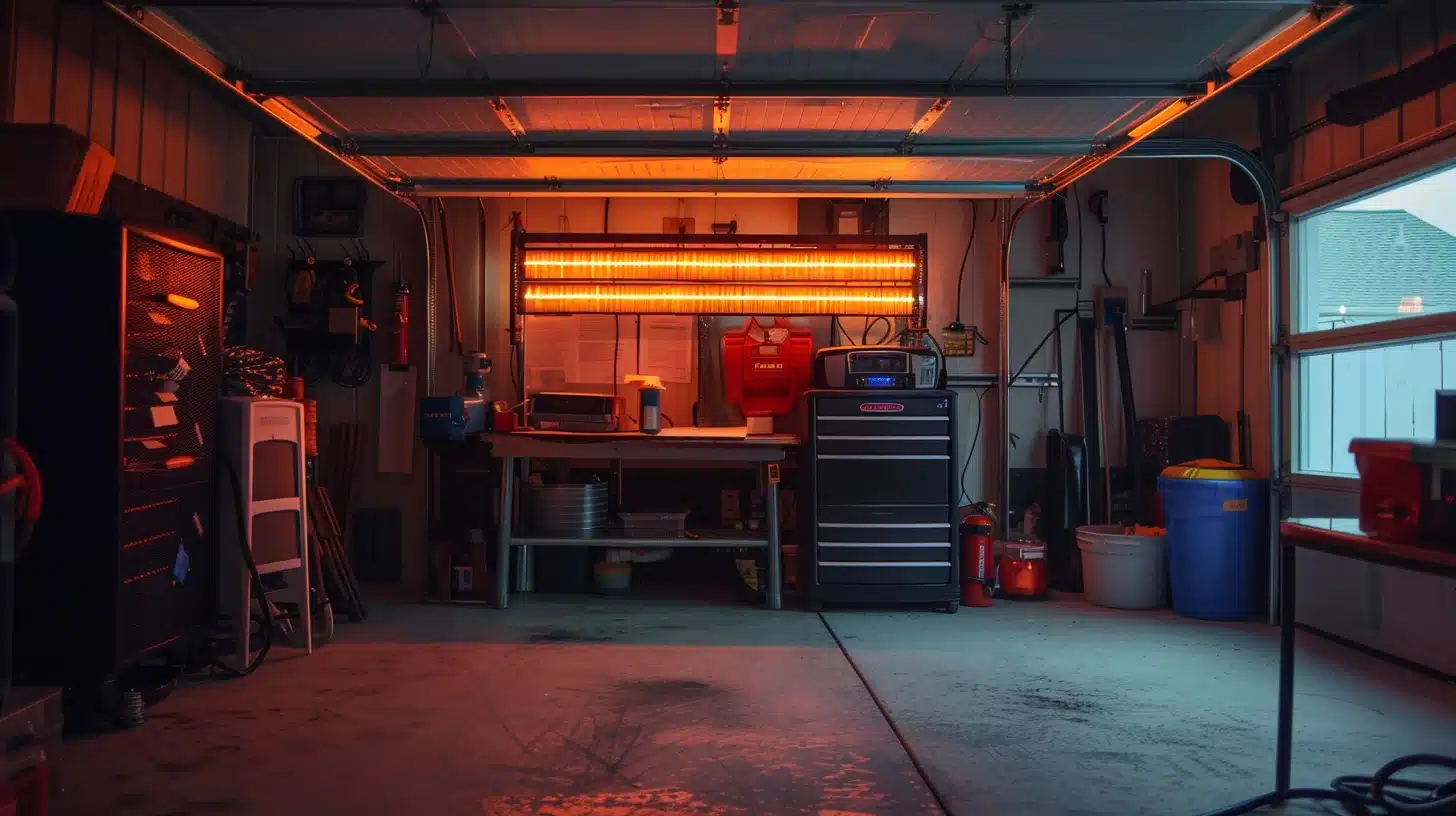 Large heater in a garage.